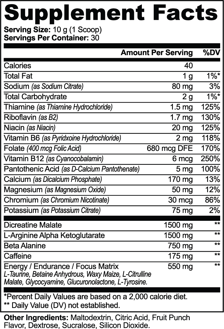 DRAGONS BLOOD Pre-Workout Powder (Fruit Punch)