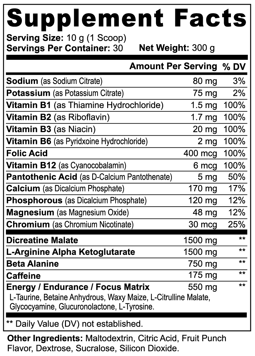 DRAGONS BLOOD Pre-Workout Powder (Flame Yellow Punch)